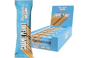 Barebells Wegański batonik proteinowy – 15 g High Protein Bar, uboga w cukier, batonik proteinowy, bez oleju palmowego, wegańska czekolada, karmelowa Peanut, 12 x 55 g