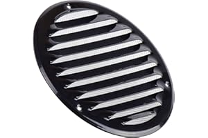 STEINBERG14 Negro 125mm Rejilla de Ventilacion Redonda con Mosquitera, Metalica