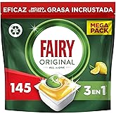 Fairy Original Todo En Uno Cápsulas De Lavavajillas, Limón, 5 x 29 Cápsulas, Efectivas Incluso En La Grasa Reseca, El paquete