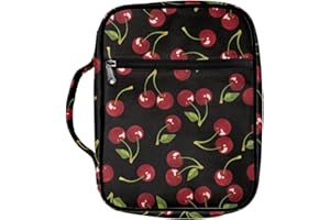 ZIATUBLES Cherry Pattern Bible Covers for Women Men Multi-Functional Bag with Handle and Zippered Carrying Bags for Bible Study
