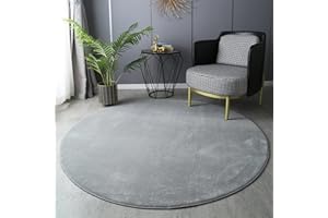 GIBZ Tappeti Rotondo Velluto Corallo Morbido Solido Tappetino Lavabile Bambini Memory Foam per Salotto Camera da Letto, Grigio, 120×120cm