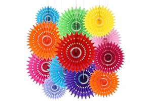 BestoFun 12PCS Paper Fans Party Decorations Carnival Paper Flowers Decorations for Girl Groovy Birthday Baby Shower Wedding Bachelorette Room Wall Hanging Décor