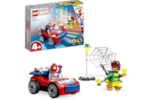 LEGO 10789 Marvel Samochód Spider-Mana i Doc Ock, Zabawka do Zbudowania Spidey i Super Kumple dla Dzieci w wieku od 4 Lat, Klocki Świecące w Ciemności