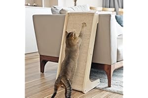 PETKARAY Rascador para Gatos, Alfombrilla de sisal para Gatitos, Almohadilla para rascar en Forma de L para Gatos de Interior, Protector de Muebles de Pared con Hierba Gatera