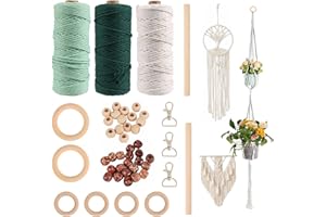 Veciado 54pcs Macrame Supplies Kit Professional Featuring 3mm Macrame Cord, Macrame Wall Hanging Craft Kits for Adults Kids for Making Macrame Plant Hanger, Dream Catcher, DIY Boho Wall Decor