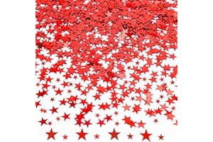 DazzJoy 4000 Stück Glitzer Streudeko Sterne Konfetti Weihnachten, 2 Größen Sterne Deko Rot, Weihnachtskonfetti Deko Sterne, Glitzersterne Streudeko Silvester, Pailletten Stern Tischdeko Streusterne