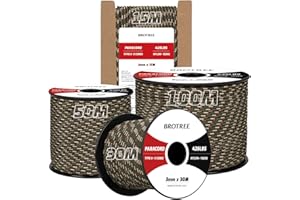 Brotree Paracord 3mm 15M Corda 100% Nylon Tipo II 3 Fili Corda Paracord 425 per Esterno, Artigianato, Fatto a Mano - 192 kg Carico di Rottura (Foresta Camo)
