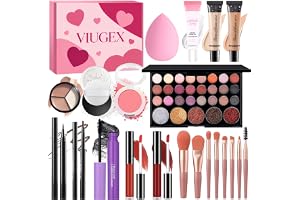 Viugex Sminkset Tonåring Flickor Kvinnor Allt I Ett Sminkkit Presentset Smink Väska Kosmetika Set Med Ögonskugga Palett Foundation Concealer Läppglans Mascara Eyeliner