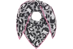 Zwillingsherz Sciarpa triangolare Stola con cashmere e lana per bambini, ragazze, ragazzi, bambini, sciarpa in cashmere di alta qualità con stampa leopardata, perfetta per estate, autunno, inverno