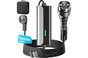 Zyncove Ladekabel Elektroauto Typ 2 Schuko: 3,68kW [1-phasig, 10m, 16A] Mobile Wallbox Ladestation Mit LED-Anzeige EV Charger - EV Ladegerät für Model 3/Y, Enyaq, ID.3, ID.4, Q4 und Anderen PHEVs/EVs