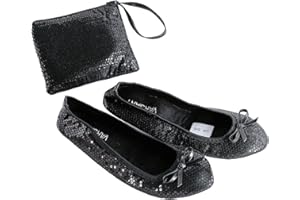 Varsany Roll Up Satin Shoes - Foldable Pumps Flats Ballet Dance Ladies After Party Shoes with Foldable Bag - Women's Flat Shoes