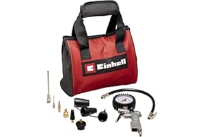 Oryginalny Einhell 10-częściowy zestaw sprężonego powietrza z torbą (akcesoria do kompresora, w zestawie 1 x dysza adaptera do pistoletu wydmuchowego, 1 x nóż do pompowania opon, 8 x papier do