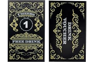 ABC Gift Shop Black Drink Token, Free Voucher, Wedding Bar Ticket, Restaurant Drink Voucher, Party Favour