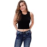TRASA Women’s Sleeveless Rib Knitted Cotton Racer Back Tank Tops Crew Neck Crop Tops - Available Sizes - XS, S, M, L, XL,2XL