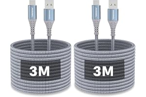 ANMIEL USB C Kabel 3M [2 Pack] 3.1A Schnellladung Typ C Ladekabel,Nylon geflochtenes USB A zu USB C Ladekabel für Samsung Galaxy S10 S9 S8 Plus S21,Note 10 9 8,LG V20 G8 G7,Typ C Ladegerät