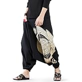 The Veshti Company Printed Harem Pants for Men's Cotton Hippie Style Baggy Boho Yoga Pajama Pant with Pocket