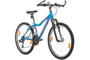 BIKE SPORT LIVE ACTIVE Bikesport MISTIQUE 24" - Bicicleta de montaña para niño niña, Shimano 18 velocidades, Cuadro 14'' Acero, Frenos V-Brake (BLU Scuro)