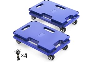 SOLEJAZZ Moving Furniture Dolly Connectable, 136KG Capacity Piano Moving Dolly, Heavy Duty 4 Wheel Moving Cart for Moving Heavy Furniture, Blue, 2 Pack