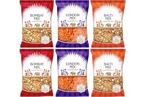HAMPERLY GIFTS Indian Snack Variety Bundle Containing Bombay Mix, Balti Mix, London Mix 200g Packs (6 Pack)