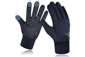 ‎EEFOW EEFOW Handschuhe Kinder Winterhandschuhe Touchscreen: Thermo Fleece Fahrradhandschuhe mit Winddicht Anti-Rutsch Laufhandschuhe (für 4-12 Jahre Jungen & Mädchen, Schwarz & Blau)