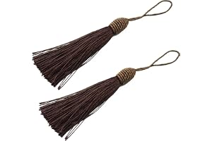 Makhry 20st 15,5 cm/6 tum Silkig Flock Bokmärk Tofsar med 2-tums Sladd Slinga och Liten Kinesisk Knut för Smycken, Souvenir, Bokmärken, DIY Hantverk Tillbehör(Mörk choklad)