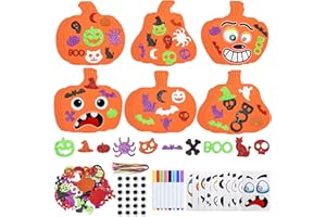RICEDUO Halloween Crafts Kit for Kids - 290PCS Pumpkin Decorating Supplies with Stickers, Foam Pumpkins, Googly Eyes & Ribbons - Bulk Halloween Activities Ornament for Classroom, Toddlers, Ages 3-12