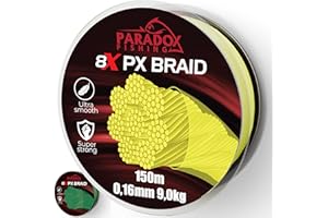 ‎PARADOX FISHING Paradox Fishing 8X PX geflochtene Angelschnur I 0,07mm-0,28mm 150m/500m – Angelschnur geflochten- eng geflochten – perfekt zum Spinnfischen