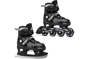 CROXER Optima 2in1 Pattini da ghiaccio Pattini in linea Inline Skates per bambin e adulti regolabili