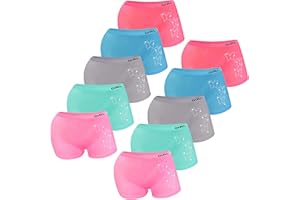 LOREZA ® 10 Culottes pour Filles avec Strass sous-vêtements en Microfibre Pantalons Rétro Shorts Slips