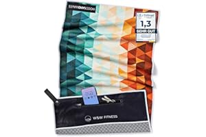 WOODSANDWAVES Fitness Handtuch mit Design, Tasche & extra starkem Magnet - das ideale Sporthandtuch für Gym und Fitnessstudio | rutschfest, geruchsneutral, schnelltrocknend (125x45cm)