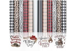 TIANLAI Heat Transfer Vinyl Bundle Pattern Buffalo Plaid Leopard 12 Sheets Iron on Vinyl for Cricut Patterned PU White HTV Vinyl for T-Shirt Fabric Clothes Bag Hat Pillow Crafts(12''X10'')
