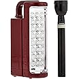 Olsenmark 24 Pieces Rechargeable LED Emergency Lantern with Flashlight, Maroon/Black