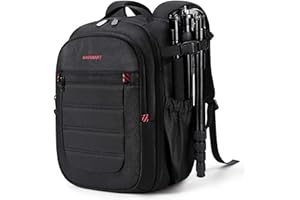 bagsmart Kamerarucksack Spiegelreflex Kameratasche für Fotografen, Wasserdichter Fotografie Reiserucksack mit 15,6-Zoll Laptopfach,Schwarz