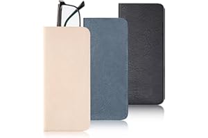 Hifot Skórzane etui na okulary, 3 sztuki, skóra PU, miękka torba na okulary do czytania, wsuwane w miękkie etui dla mężczyzn i kobiet