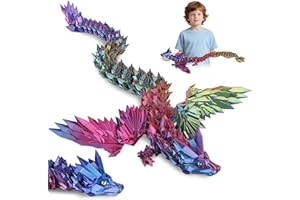 JONRRYIN 3D Gedrucktes Drache, 60CM Drachen Spielzeug mit Augen, Kreative Spielzeug und Deko, Erwachsene Kinder Drachen 3D Deko Schreibtischspielzeug Geschenke