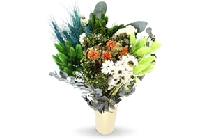 BEKABA Bouquet de Flores Secas y Naturales en Tonalidades Variadas, Regalo Ideal Hecho a Mano, 50x35 (Verde)
