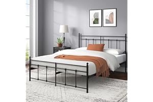 ‎ZINUS Zinus Nicholas Bett 100x200 cm - Höhe 31cm mit Stauraum unter dem Bett - Metall-Plattformbettrahmen mit Kopfteil und Fußteil - Schwarz