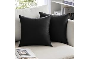 MIULEE Fundas de Cojines Impermeable Cojines Exterior Funda de Almohada Cojin Duradero Decoración Moderna para Sofá Cama Patio Jardín Terraza Silla Balcón 2 Piezas 45x45 cm Negro