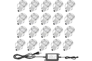 QACA Lot de 30 Mini Lampe de Spot Encastrable LED pour Terrasse Enterré Plafonnier DC 12V Etanche IP67 Escalier pour Eclairage Extérieur, L'escalier, Patio, Piscine, Paysage (Bleu)