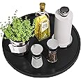 VeyFey lazy susan organizer, 13.2 Inch Non-Skid bamboo Lazy Susan for kitchen table cabinets closets and kitchen islands, Wood Turntable for Kitchen Countertop Organizer Black