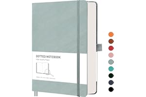 RETTACY Notatnik w kropki A5, z 320 numerowanymi stronami, twarda okładka, dla kobiet i mężczyzn, do biura lub szkoły, 14,5 x 21 cm, szaro-niebieski