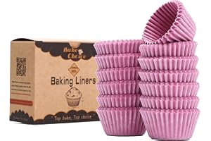 BAKE CHOICE Mini Pirottini per Muffin Carta,400 Pezzi,Antiaderenti,Pirottini per Muffin Carta in Pergamena,Rosa,Dimensione Mini