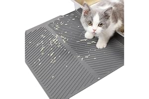 Mora Pets Alfombrilla para arena para gatos, alfombrilla de silicona de alta calidad, impermeable, alfombrilla para arena para gatos, alfombrilla de fácil limpieza, gris, 41 x 50,9 cm