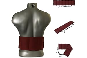 GIRAFFENLAND Faja térmica lumbar de semillas con siete compartimientos y cintas - 65x15 cm burdeos - Saco térmico caliente y frío con semillas - Para microondas y horno - Semillas de grosella