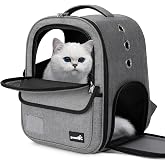 Pecute Small Carrier Backpack for Cats and Dogs with Mesh Window, Portable and Foldable Bag for Pets Oxford Fabric Waterproof