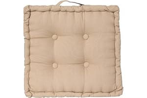 TIENDA EURASIA - Cojines para Sillas de Terraza | Cojín de Suelo Acolchado de Algodón con Asa | Medida 40 x 40 x 8 cm | Ideal para Sillas, Bancos, Palets, Suelo. (Lino)