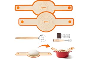 IPOW Set de 9 Supports de Cuisson en Silicone pour Dutch Oven avec Fouet à Pâte et Lame à Pain, Antiadhésif, Facile à Nettoyer et Réutilisable, Tapis de Cuisson Épais avec Poignées Longues - Orange