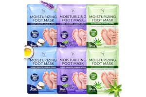 6 par återfuktande fotmask - närande vård med aloe, lavendel och kokosnöt - maskstrumpor för torra och skadade fötter med she