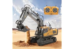 NASTOPEE Jouet pelleteuse télécommandée, avec lumière et son, pour garçons de 3 à 12 ans, pelleteuse RC rechargeable 2,4 GHz avec pelle en alliage et rotation à 680 °, cadeau d'anniversaire, de Noël