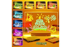 POFIBO Tablette à Dessin LED, NOUVEAU Modèle Rechargeable - Tablette Lumineuse pour Enfants, Nettoyage Facile & Support Amélioré - Plateau Lumineux avec 12 Stylos Néon, Cadeau Créatif pour Enfants
